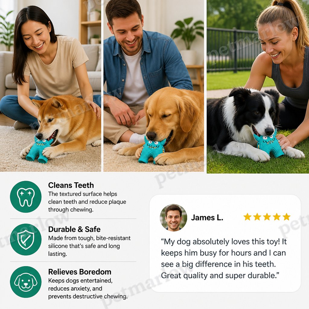 Durable Dog Dental Chew Toy – Tooth Cleaning Monster in Dog Colors – view 5