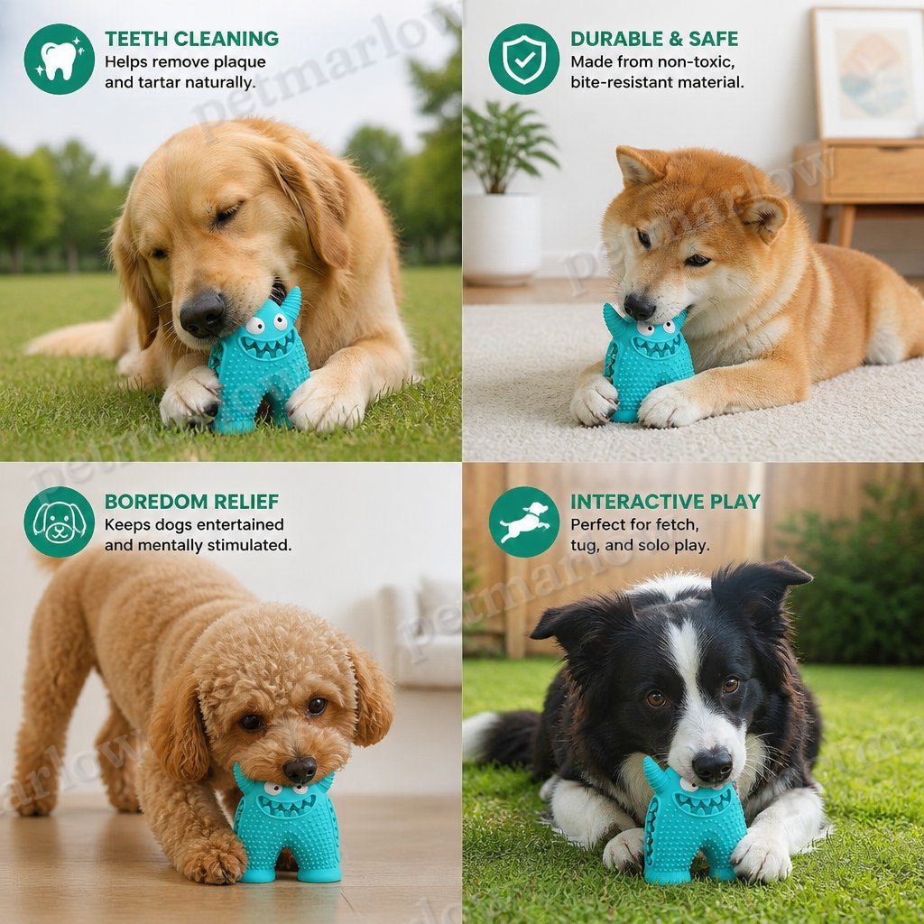 Durable Dog Dental Chew Toy – Tooth Cleaning Monster in Dog Colors – view 6