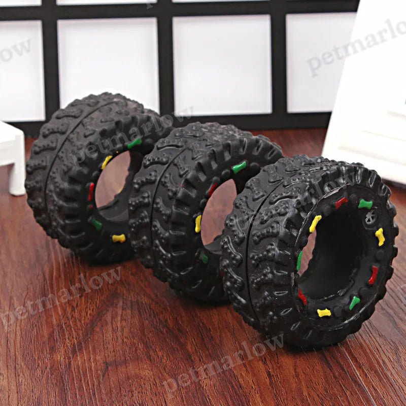Durable Dog Toy in the Shape of a Tire with Chewable Structure and Colourful Details – view 5