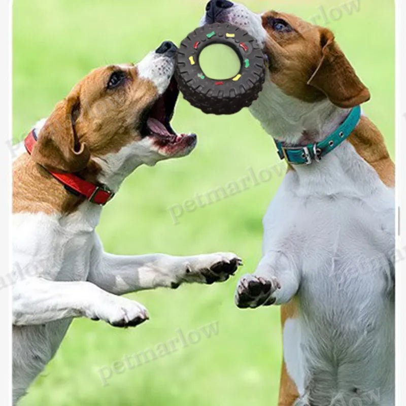 Durable Dog Toy in the Shape of a Tire with Chewable Structure and Colourful Details – view 6