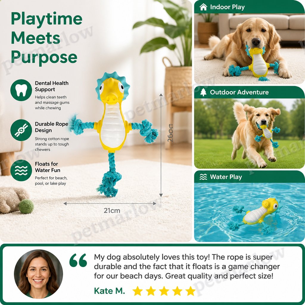 Durable Floating Dental Latex & Rope Dog Toy – view 6