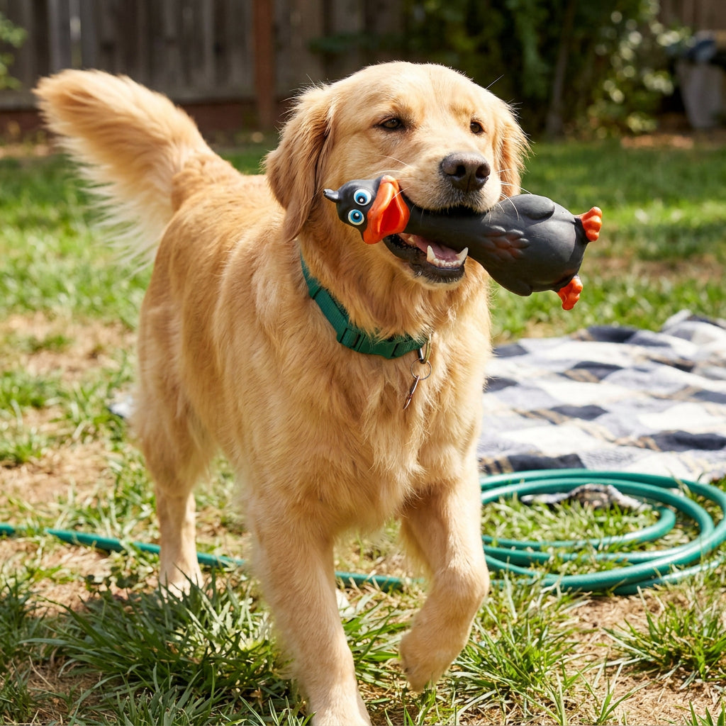 Durable Natural Latex Teeth Cleaning Dog Chew Toy – Black Duck