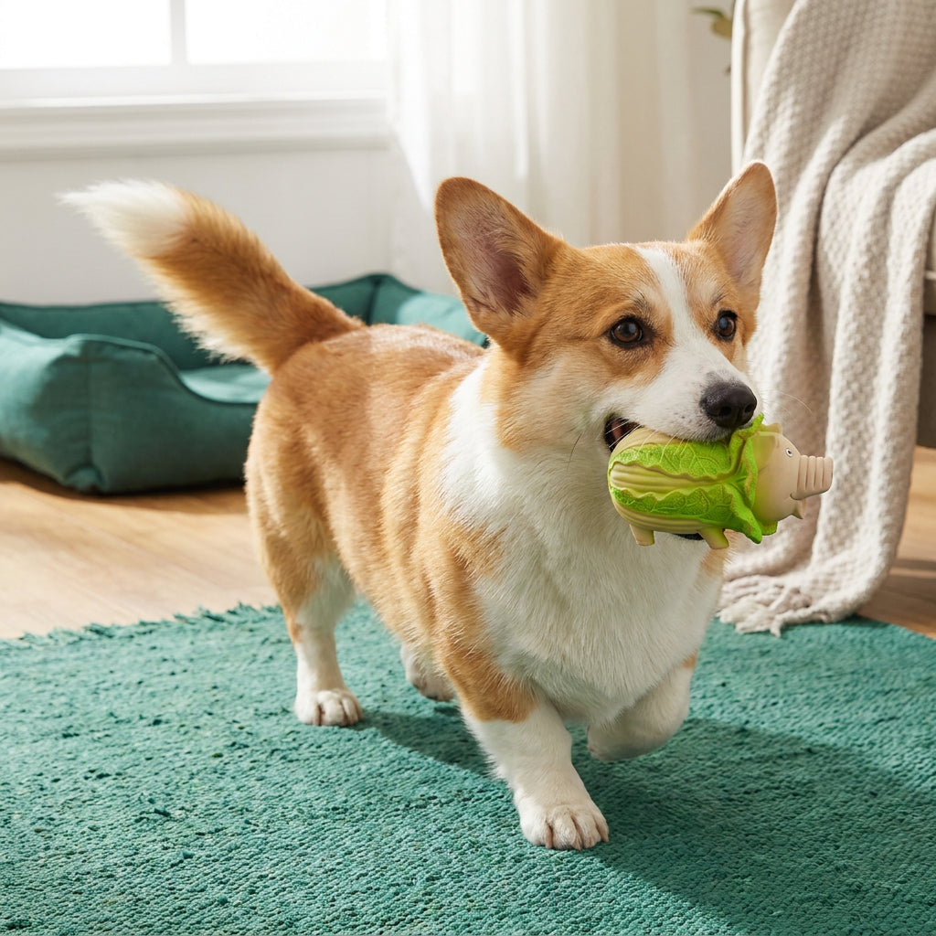 Durable Squeaky Latex Farm Animal Dog Toy – Cabbage