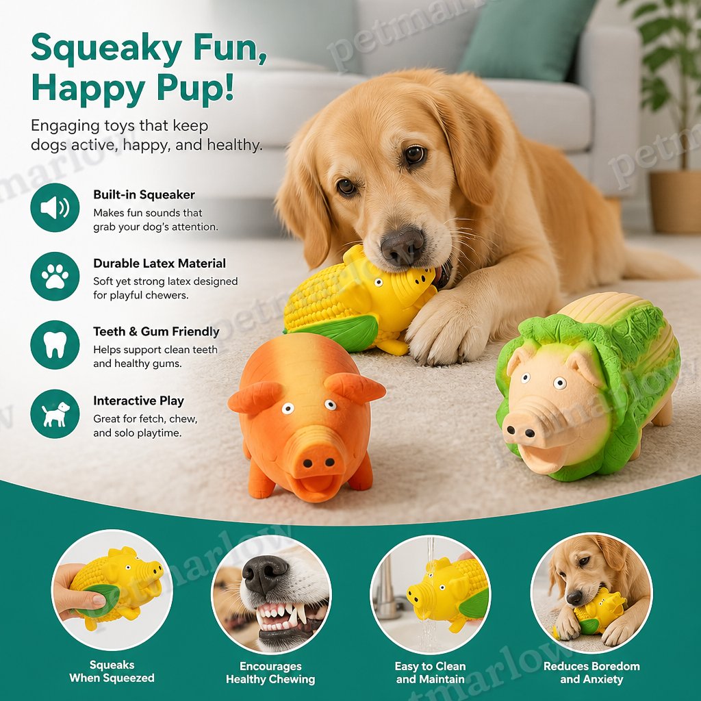 Durable Squeaky Latex Farm Animal Dog Toy – view 5