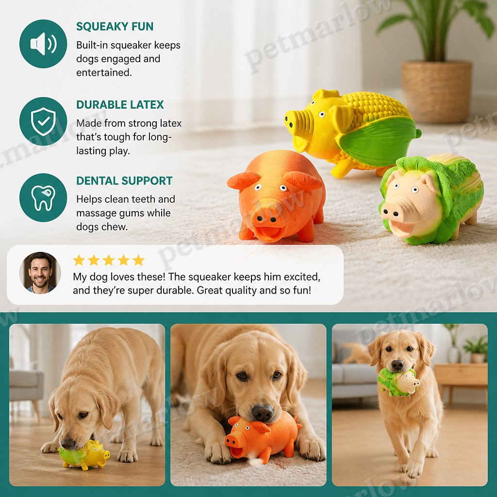 Durable Squeaky Latex Farm Animal Dog Toy – view 6