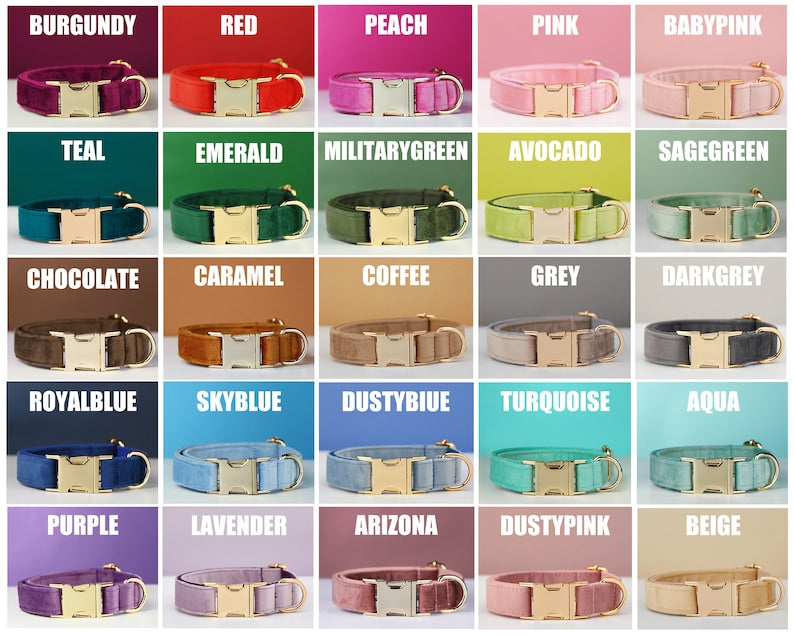 Personalized Velvet Dog Collar and Leash Set with Bow – view 20