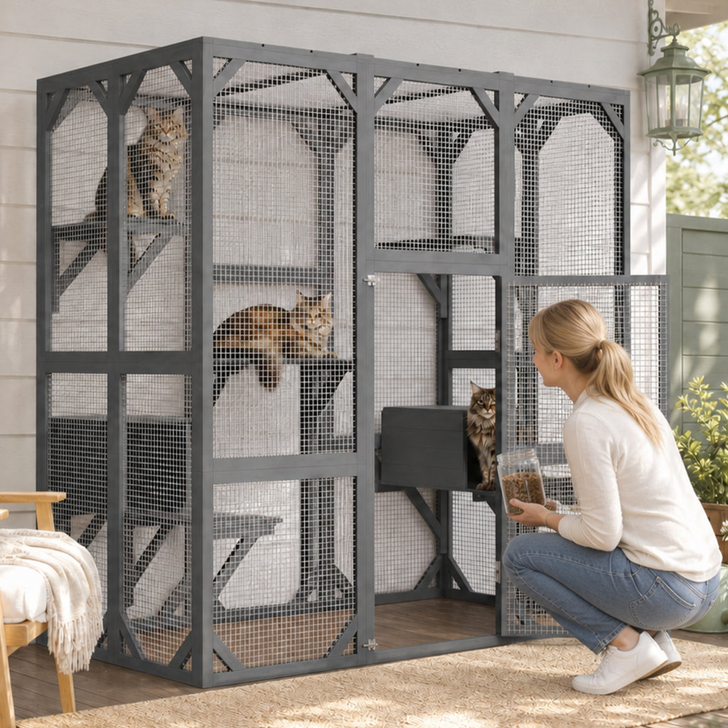 71" Outdoor Cat Enclosure with Waterproof Roof – view 10