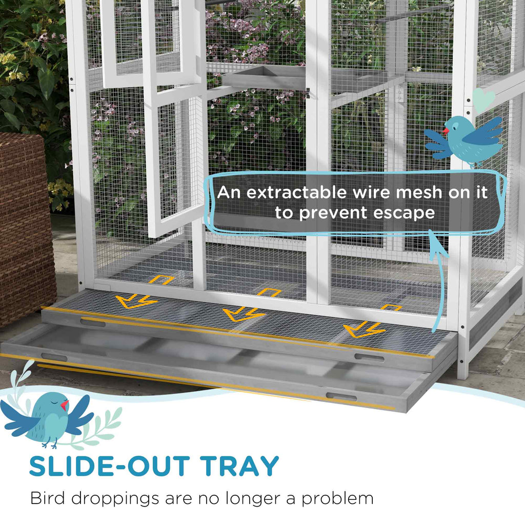 Wooden Bird Cage Aviary with Perches and Slide-Out Tray – view 7