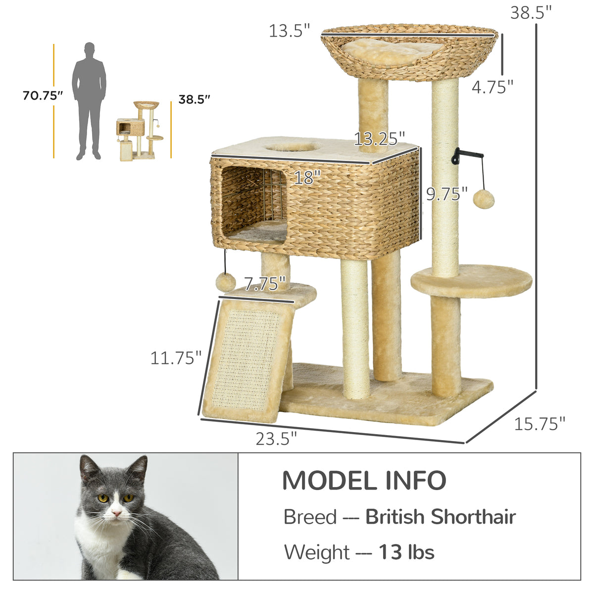 Indoor Cat Tree with Scratching Posts – view 7