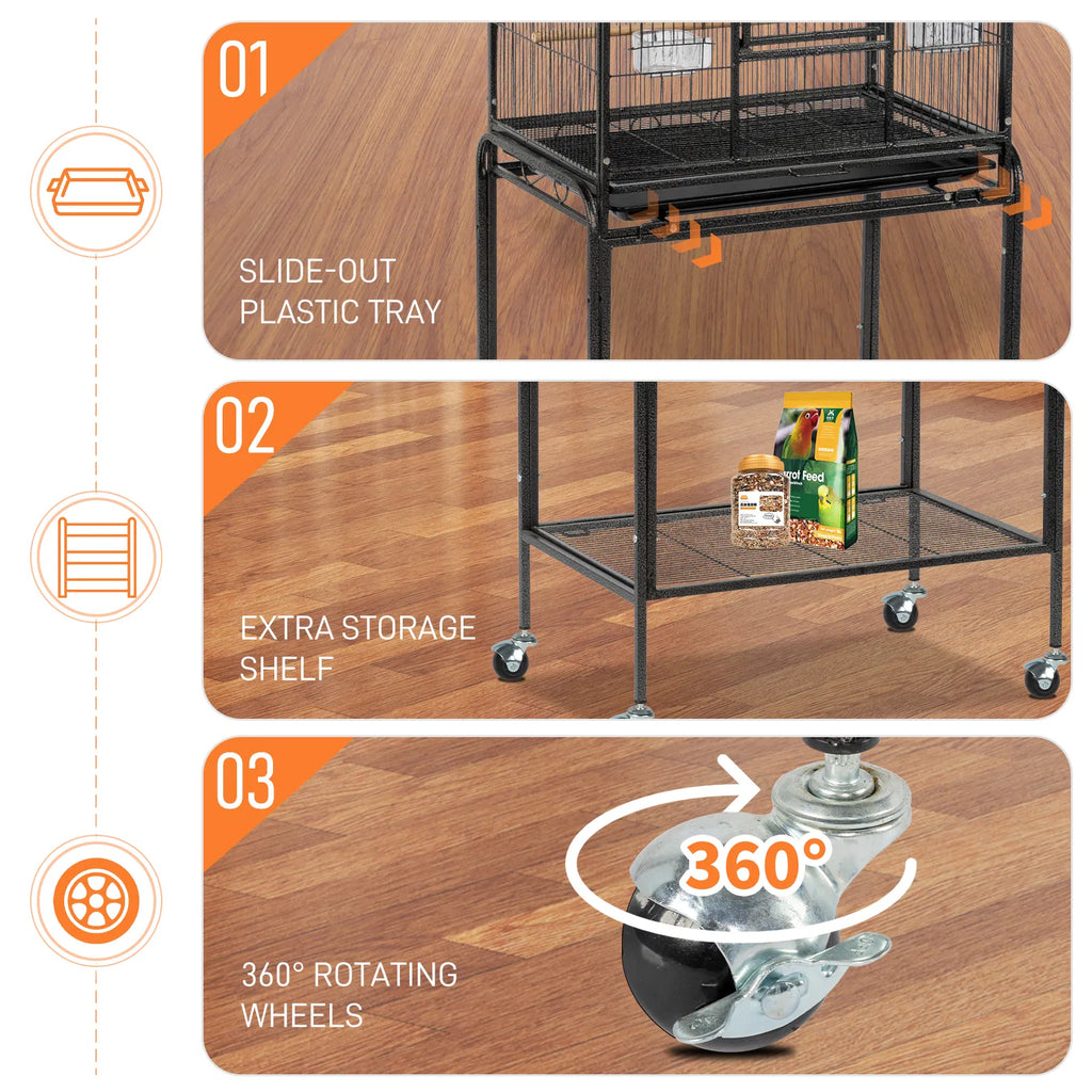 Large Flight Bird Cage with Rolling Stand for Small Birds – view 8