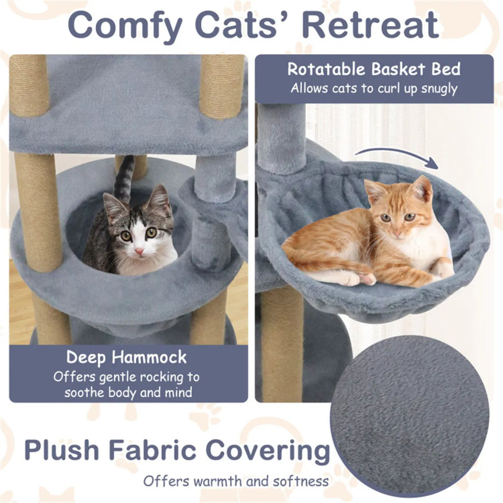 47" Cat Tower for Relaxation and Play in Light Grey – view 11