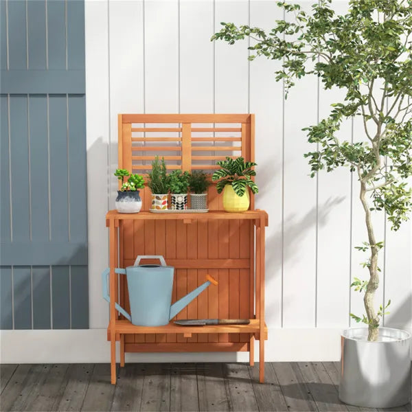 Foldable Outdoor Garden Plant Stand with Storage Shelves – view 7