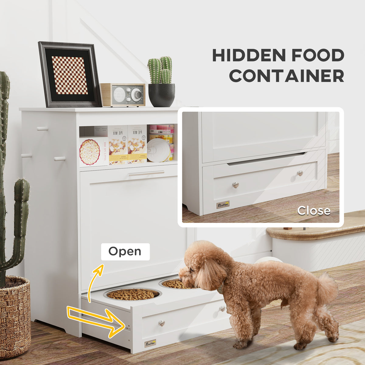 Pet Feeder Station Storage Cabinet with Bowls – view 7