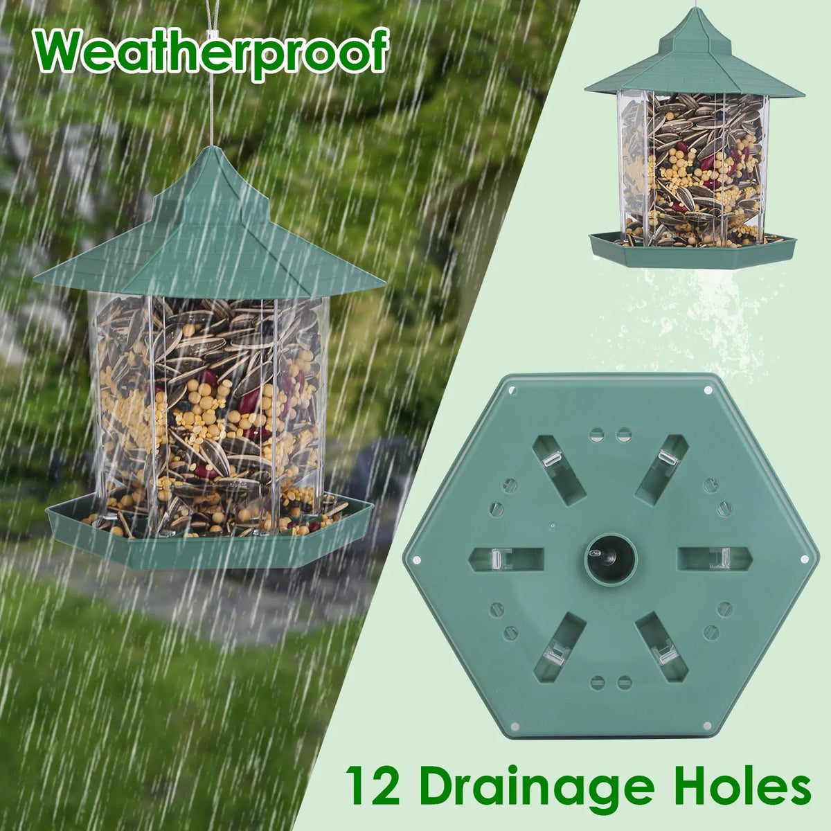 Hanging Gazebo Bird Feeder with Large Capacity and 6 Ports – view 7