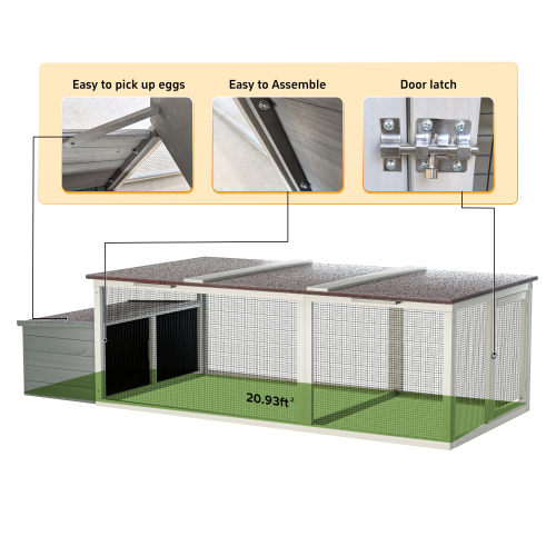 Large Wooden Chicken Coop with Nesting Box and Weatherproof Roof – view 9