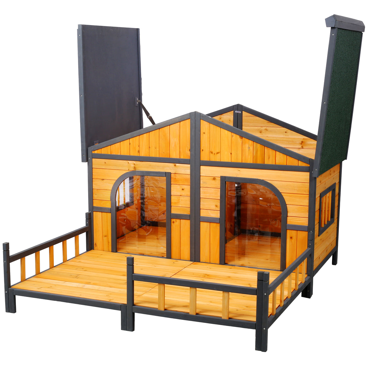 Wooden Large Dog House with Elevated Floor and Porch – view 13
