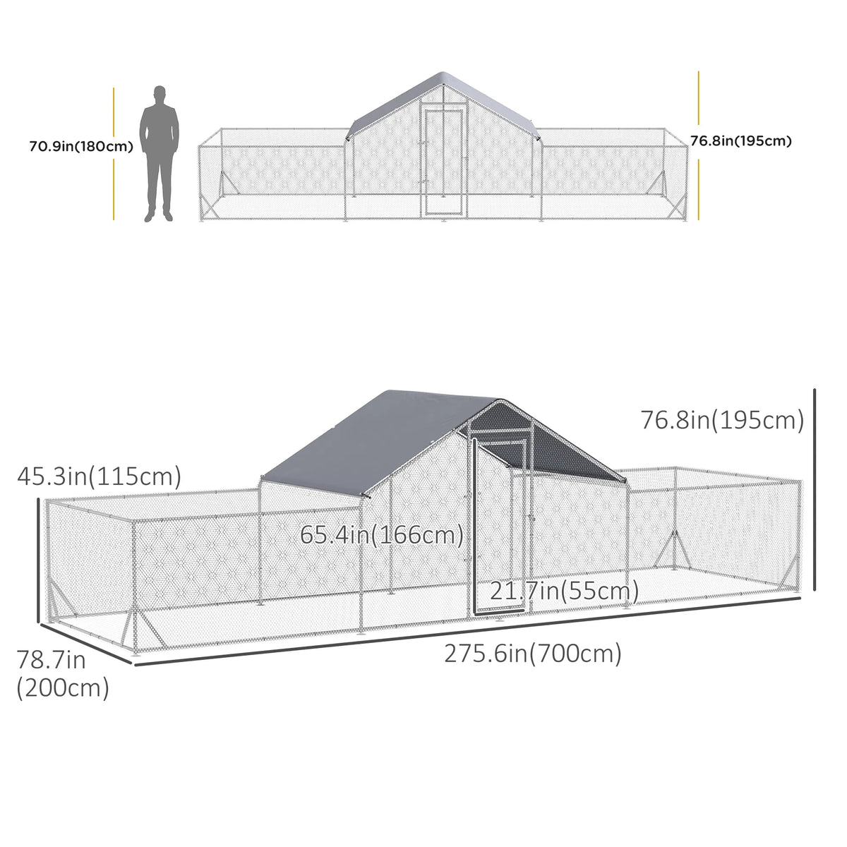 Metal Chicken Coop with Waterproof Cover for Poultry – view 7