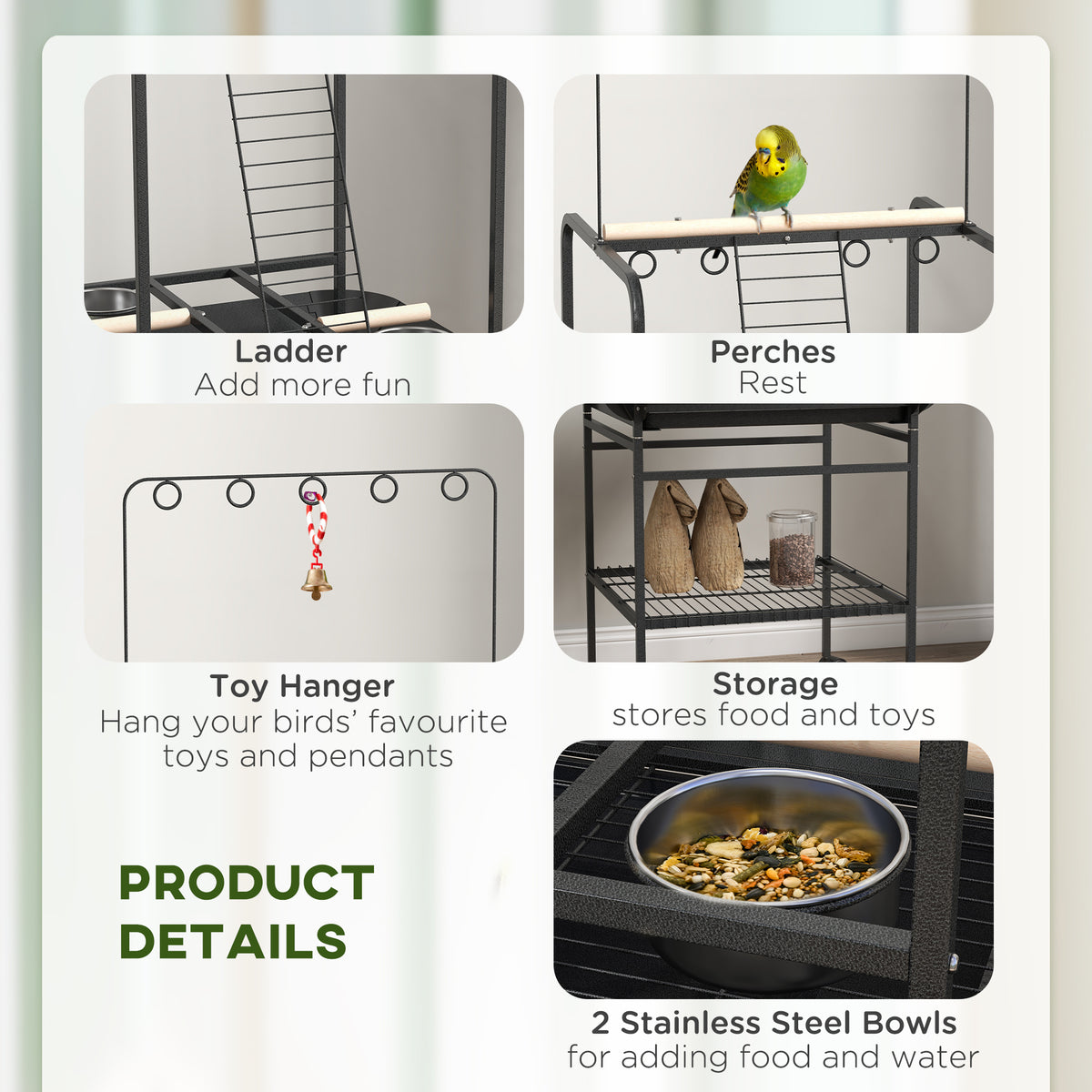 Bird Stand with Wheels for Indoor and Outdoor Use – view 7