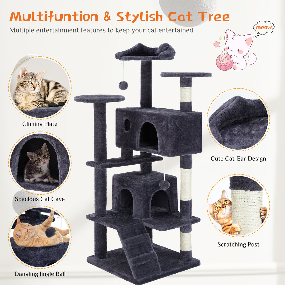 Multi Functional Cat Treehouse Cat Climbing Frame – view 10