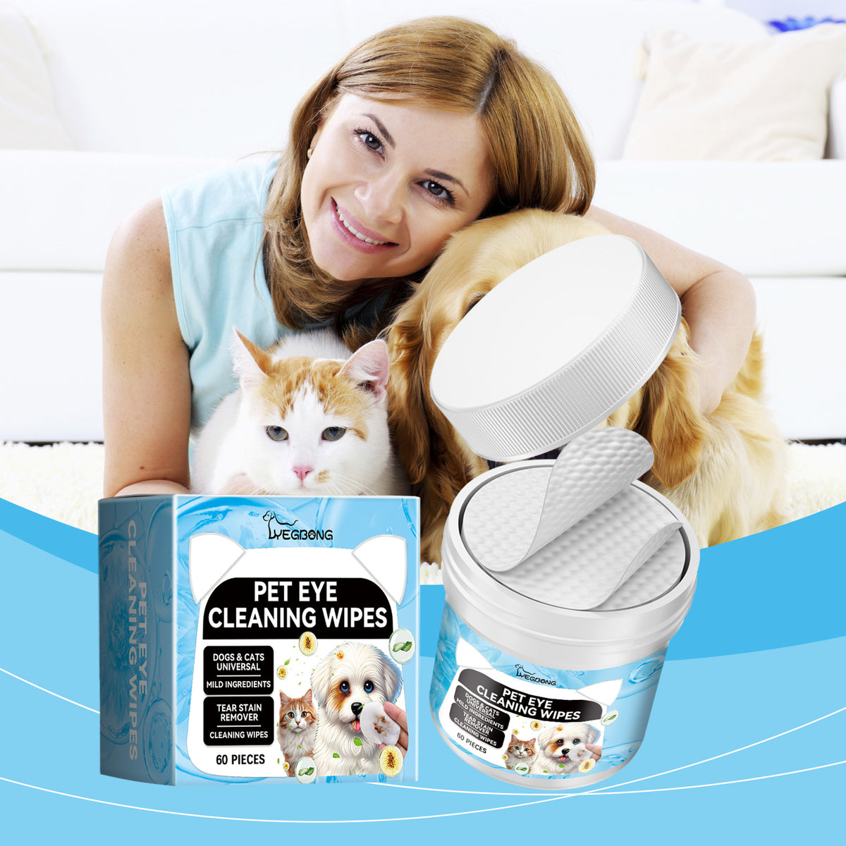 Pet Eye Cleaning Wipes for Dogs and Cats, Tear Stain Remover Pads – view 8