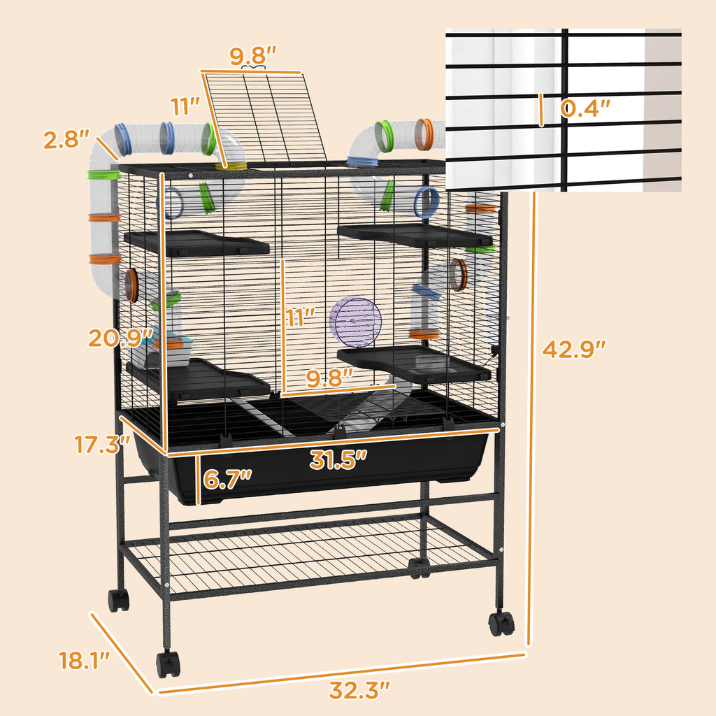 Small Animal Cage with Tubing System and Running Wheel – view 7
