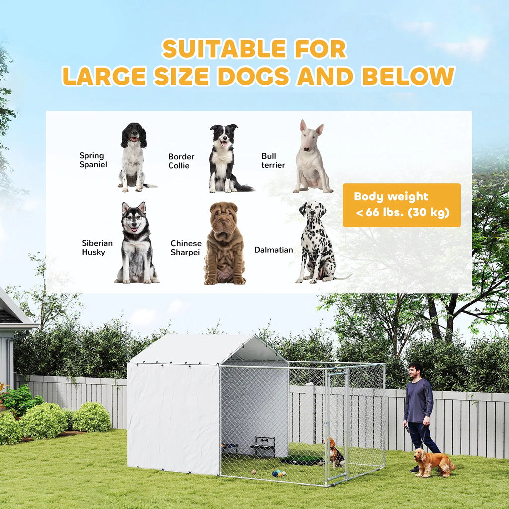 Galvanized Steel Dog Kennel with Waterproof Cover – view 7
