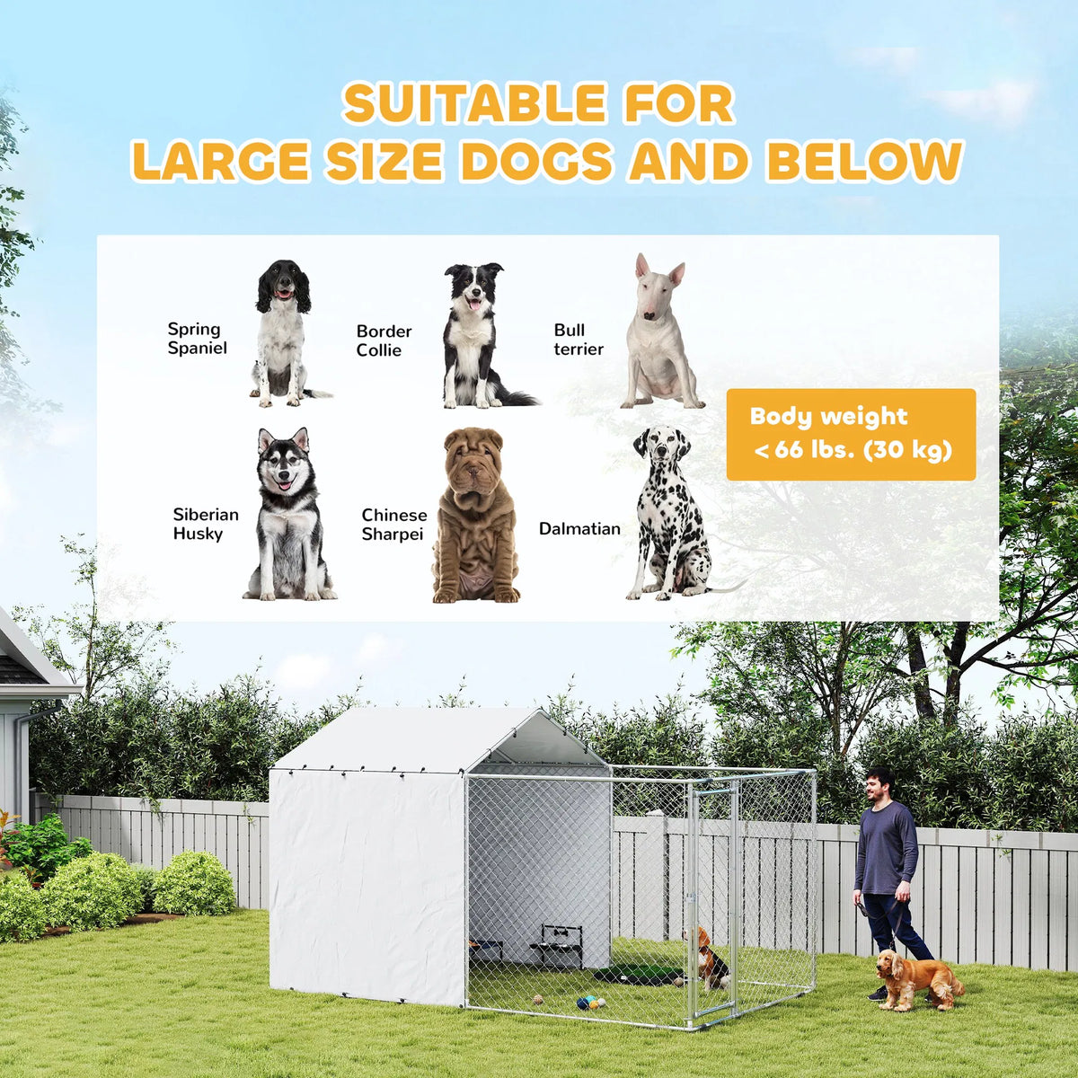 Galvanized Steel Dog Kennel with Waterproof Cover – view 7