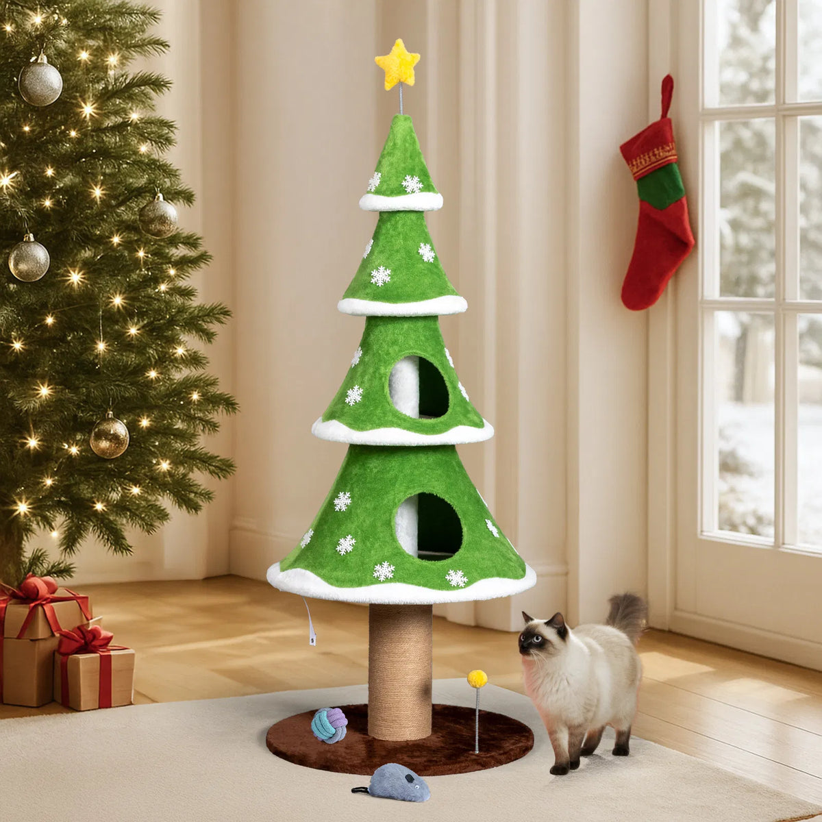 Large Tall Christmas Tree Cat Tower – view 14