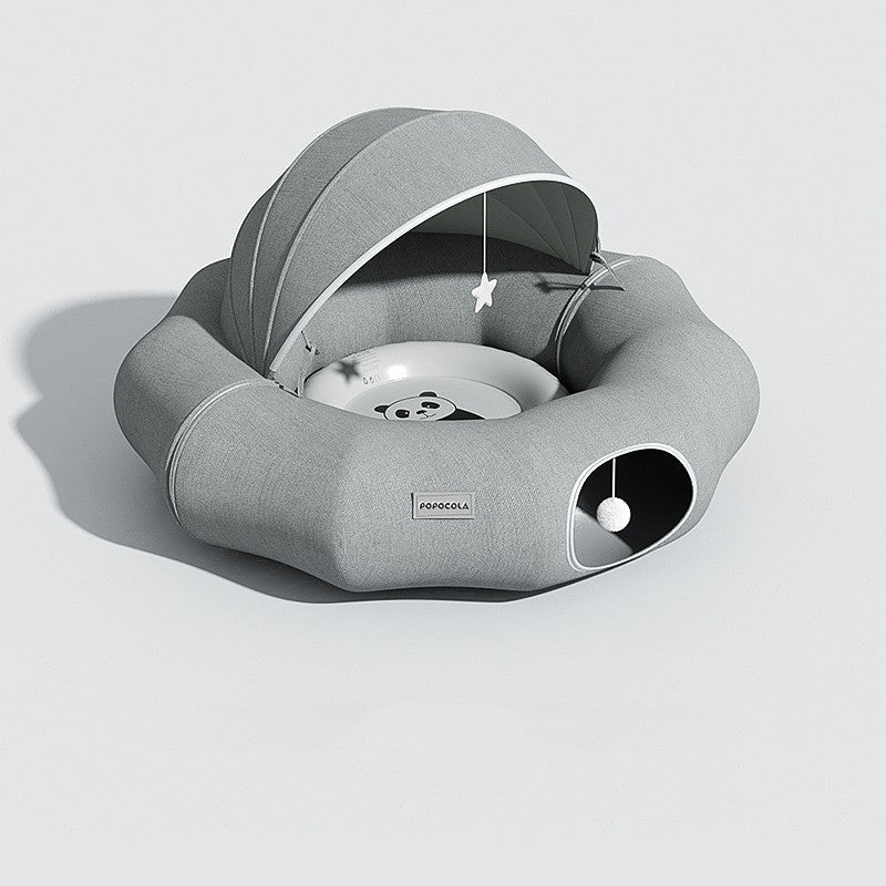 Round Cat Tunnel Bed with Summer Mat – view 7