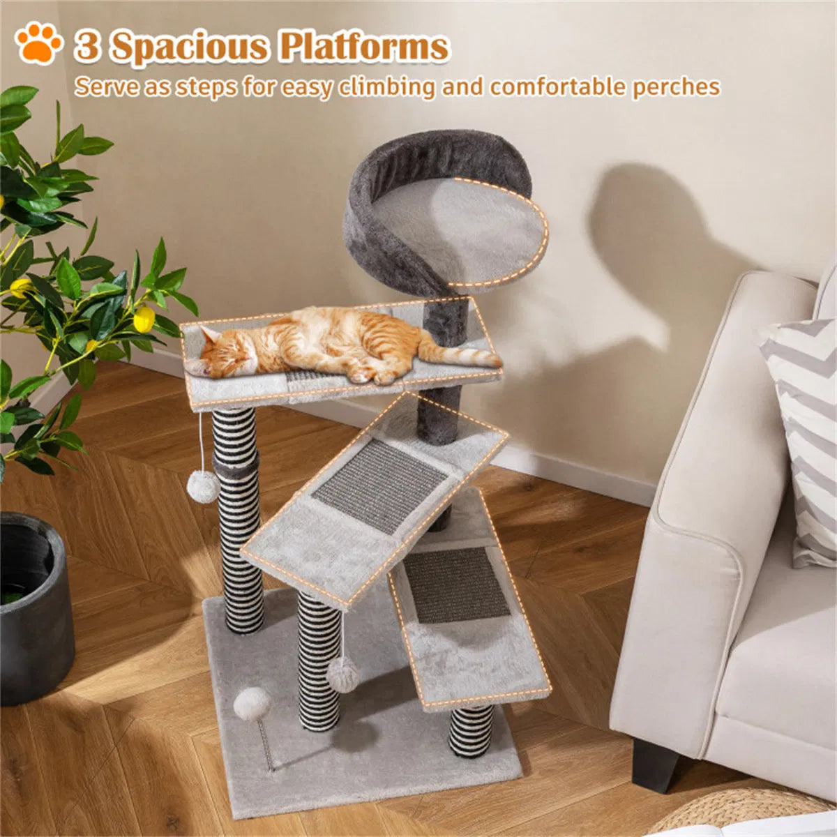 37" Tall Cat Stairs with Scratching Mats – view 10