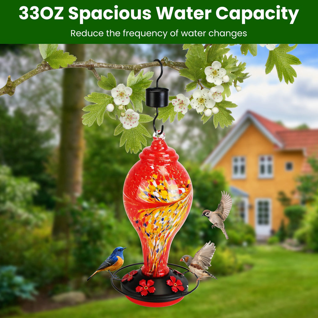 Glass Hummingbird Feeder With 5 Feeding Ports and 33oz Capacity – view 13