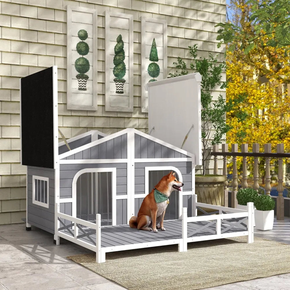 Dog House with Spacious Deck for Small to Medium Dogs – view 7