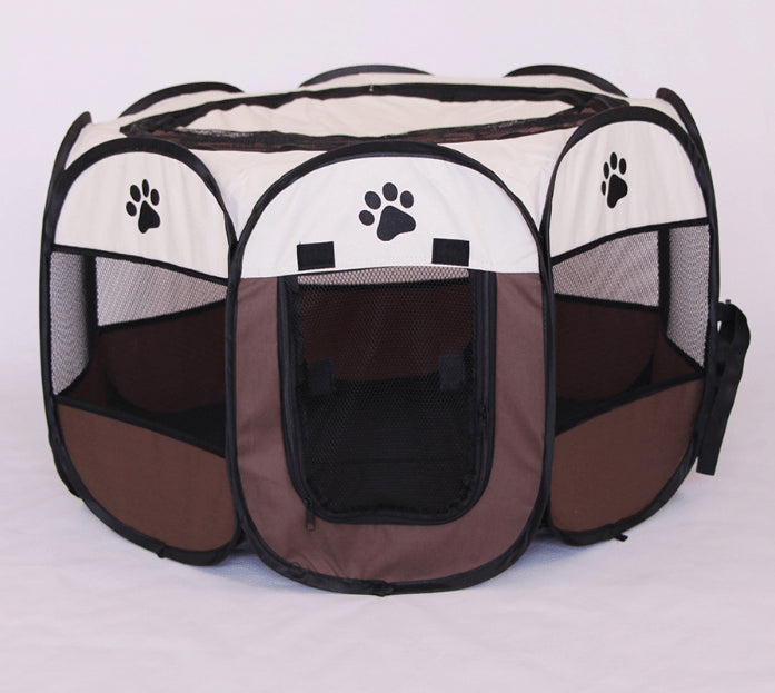 Easy Foldable Pet Playpen – Coffee / 74 x 74 x 43cm | 30" x 30" x 17"