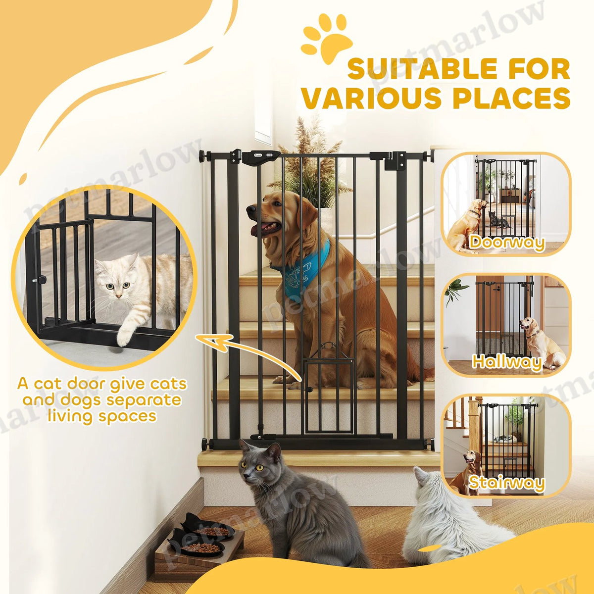 Easy Open Indoor Dog Gate for Doorways and Stairs - Black – view 3