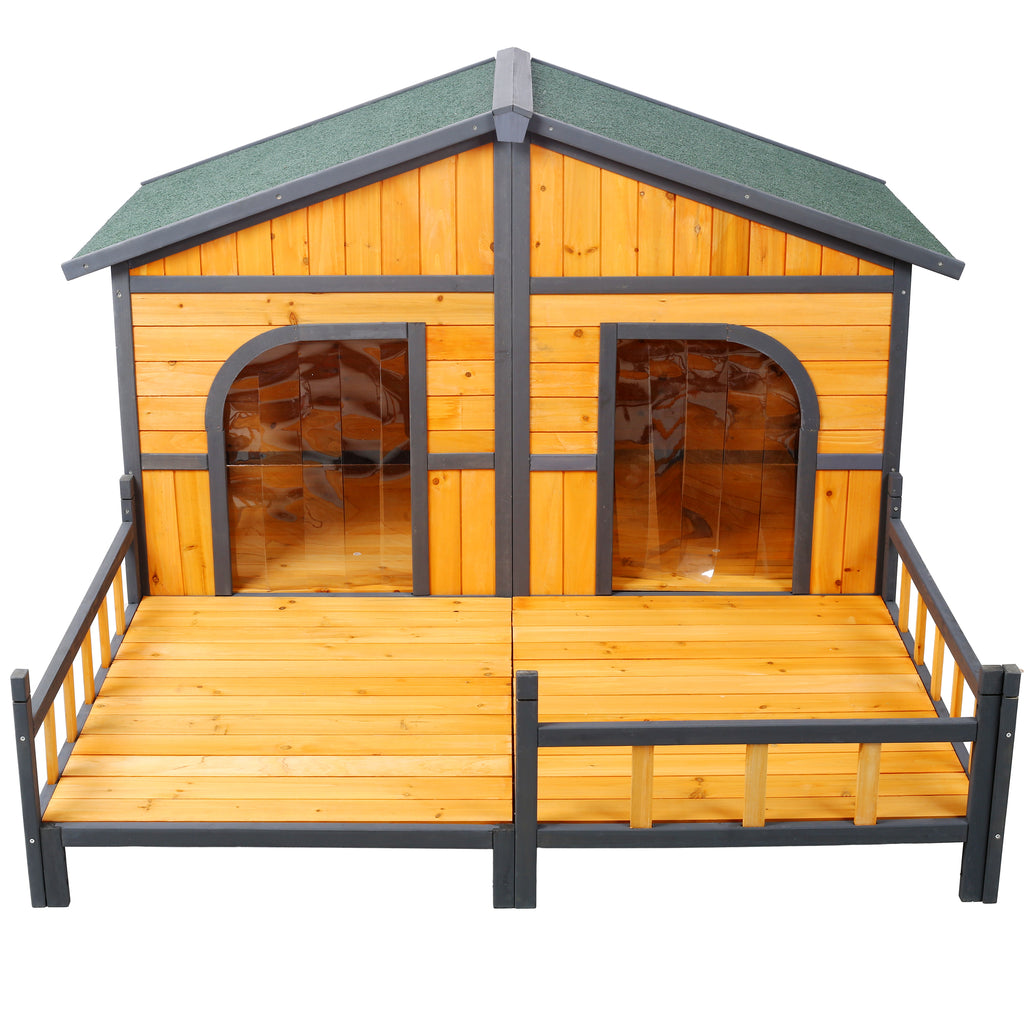 Wooden Large Dog House with Elevated Floor and Porch – view 10