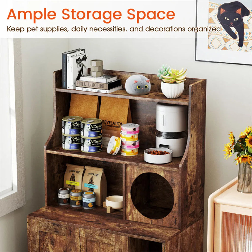 Wooden Cat Litter Box Enclosure with Storage – view 8
