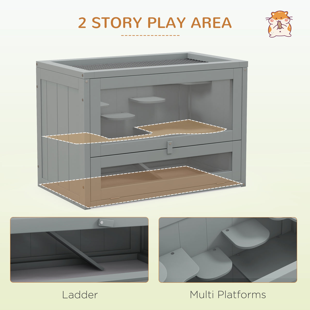 2-Level Hamster Cage with Openable Top and Door – view 7