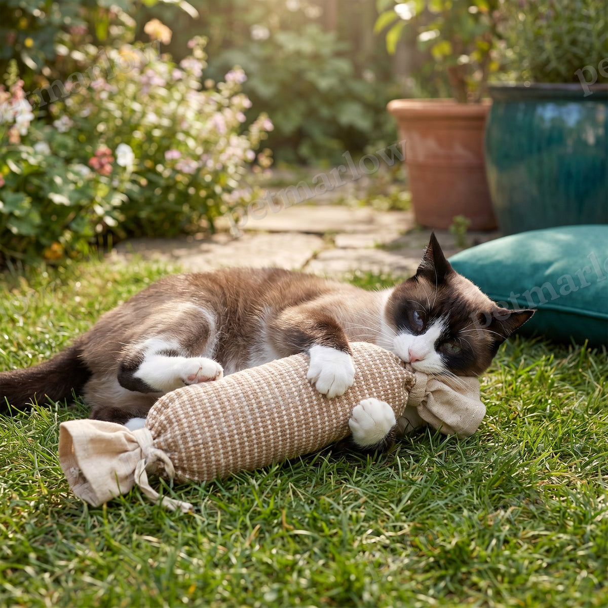 Eco-Friendly Catnip Jute Bag Toy for Cats – Durable Interactive Play Bag – view 2
