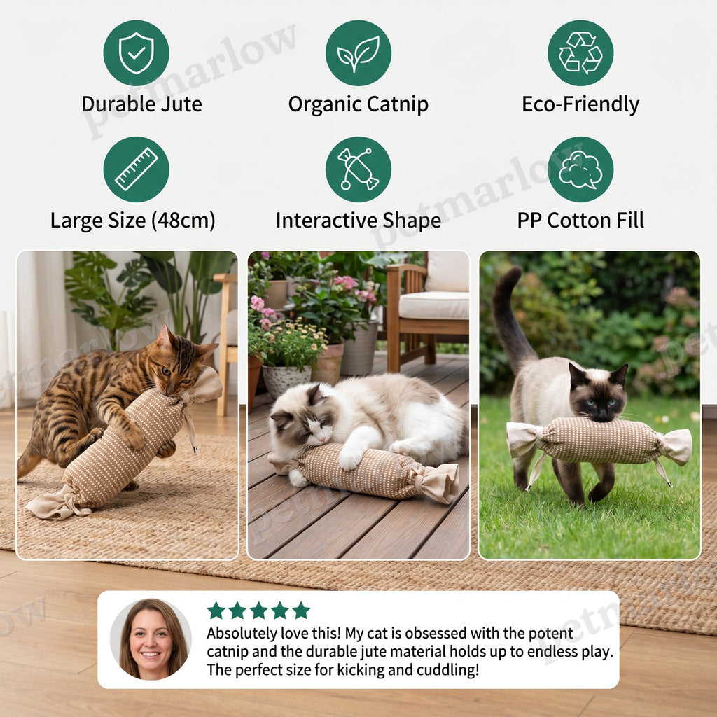 Eco-Friendly Catnip Jute Bag Toy for Cats – Durable Interactive Play Bag – view 3