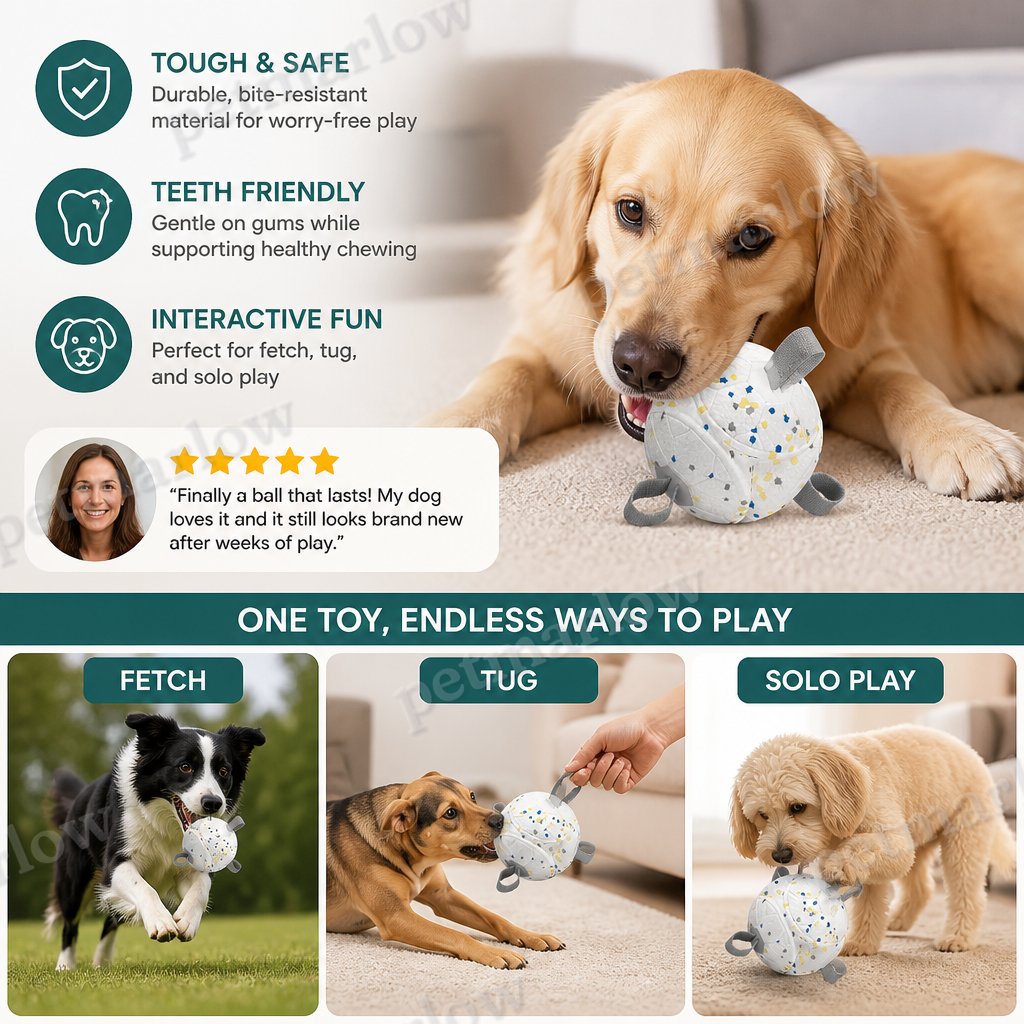 Eco-Friendly Indestructible Dog Ball – Bite Resistant Interactive Tug & Fetch Toy – view 6