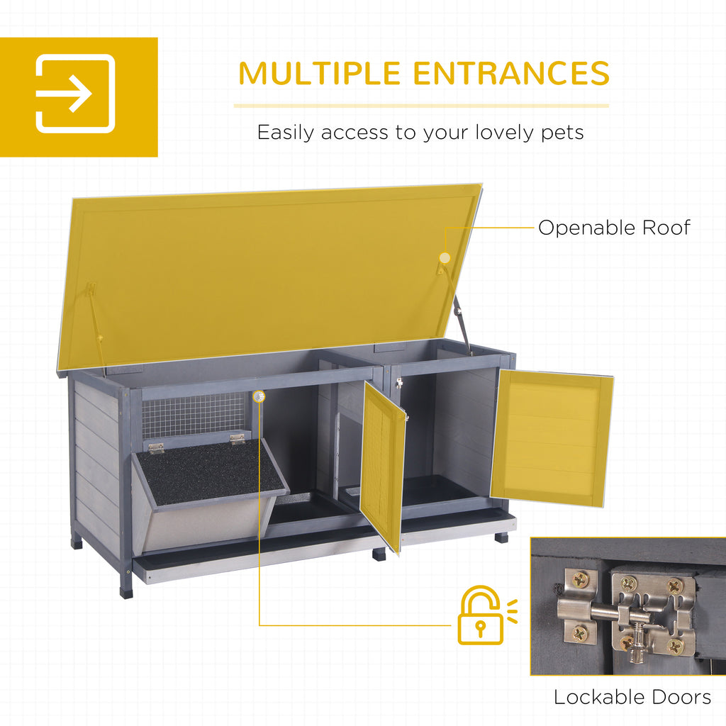 Wooden Rabbit Hutch with Waterproof Roof and Feeding Trough – view 9