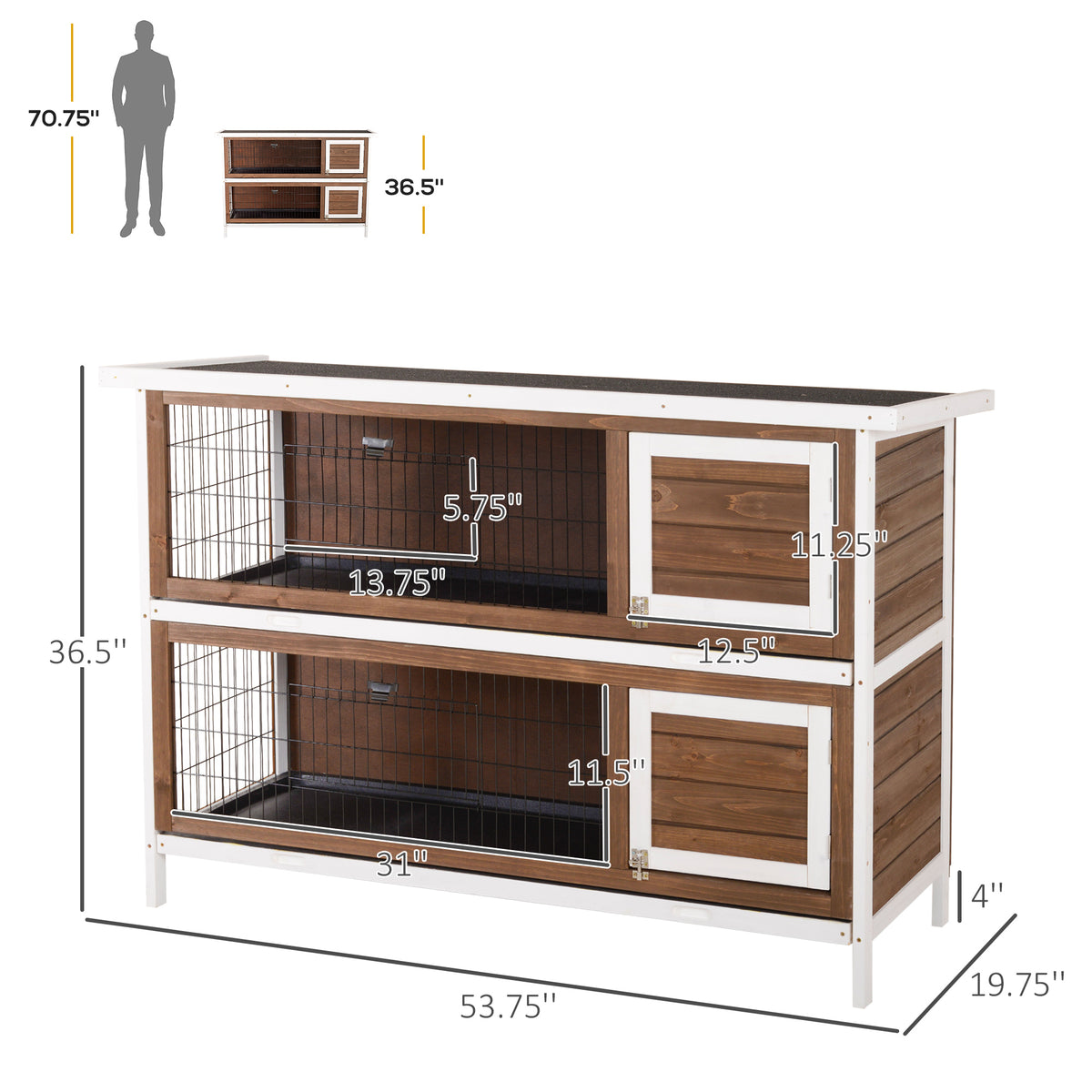 Wooden Rabbit Hutch with Dividers for Small Animals – view 8