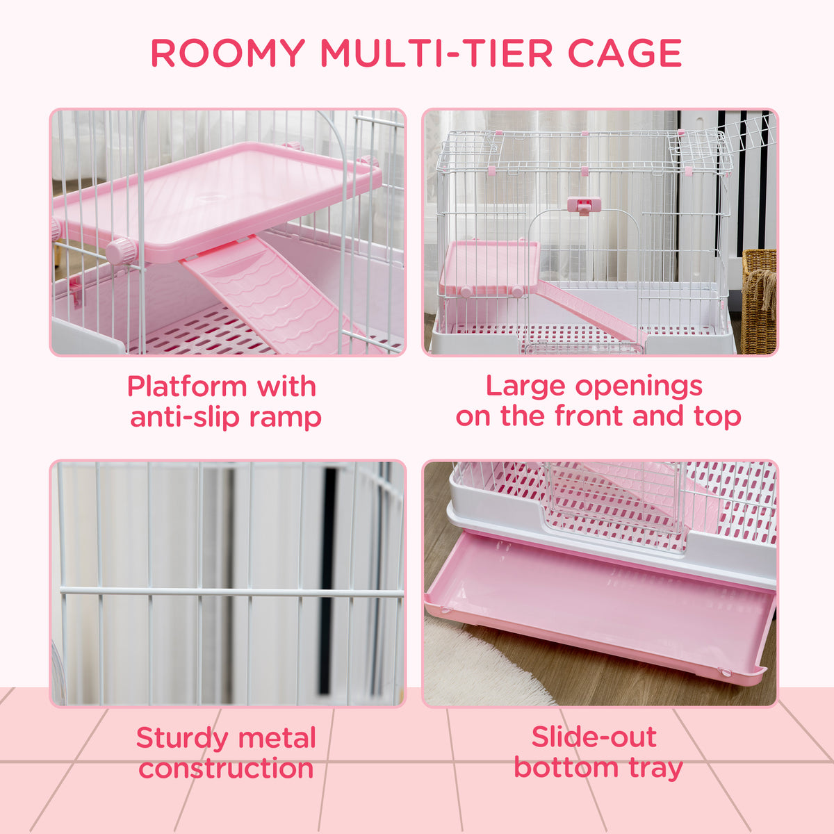 2-Level Small Animal Cage with Wheels for Rabbits and Ferrets – view 7