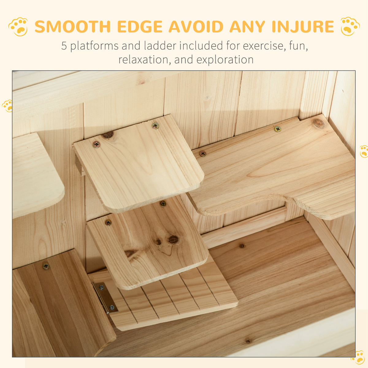 3-Tier Wooden Hamster Cage with Openable Top and Front Door – view 9