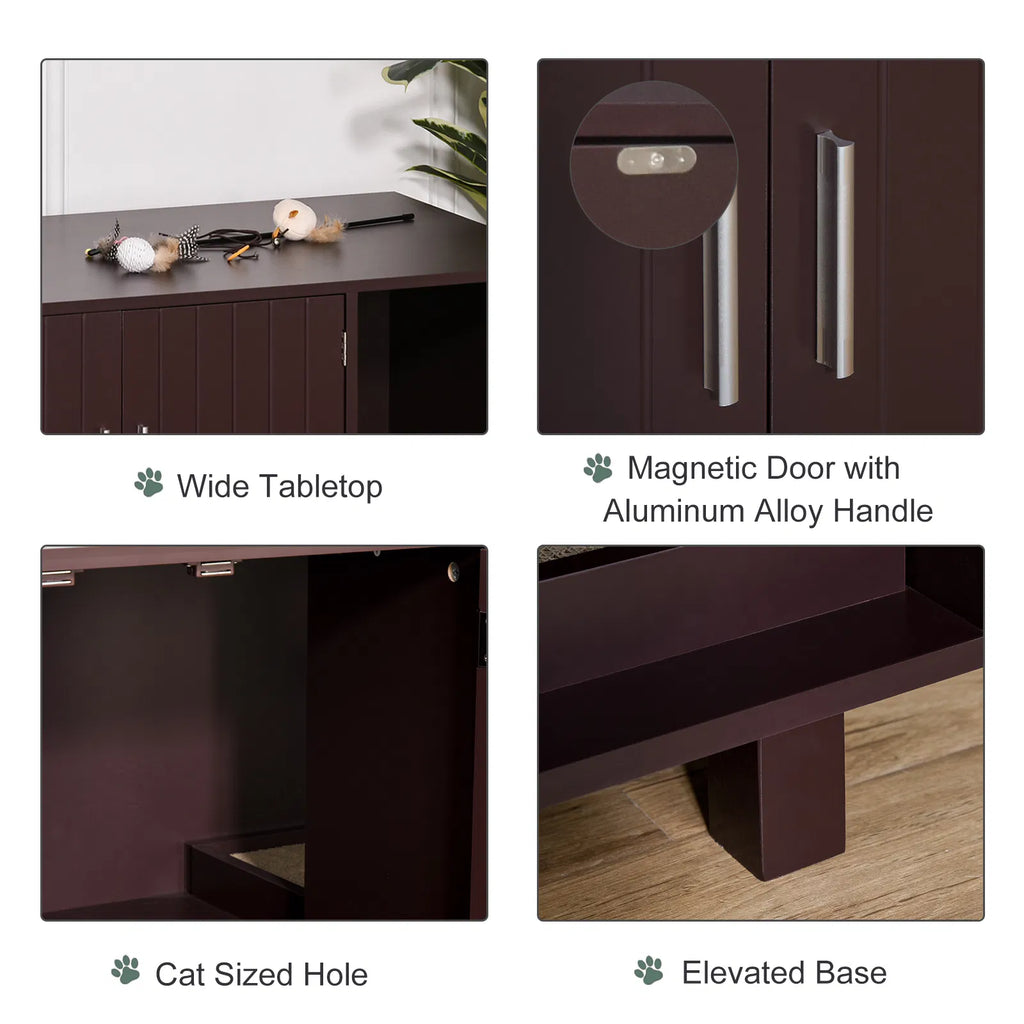 Cat Litter Box Enclosure with Scratching Pad and Storage – view 7