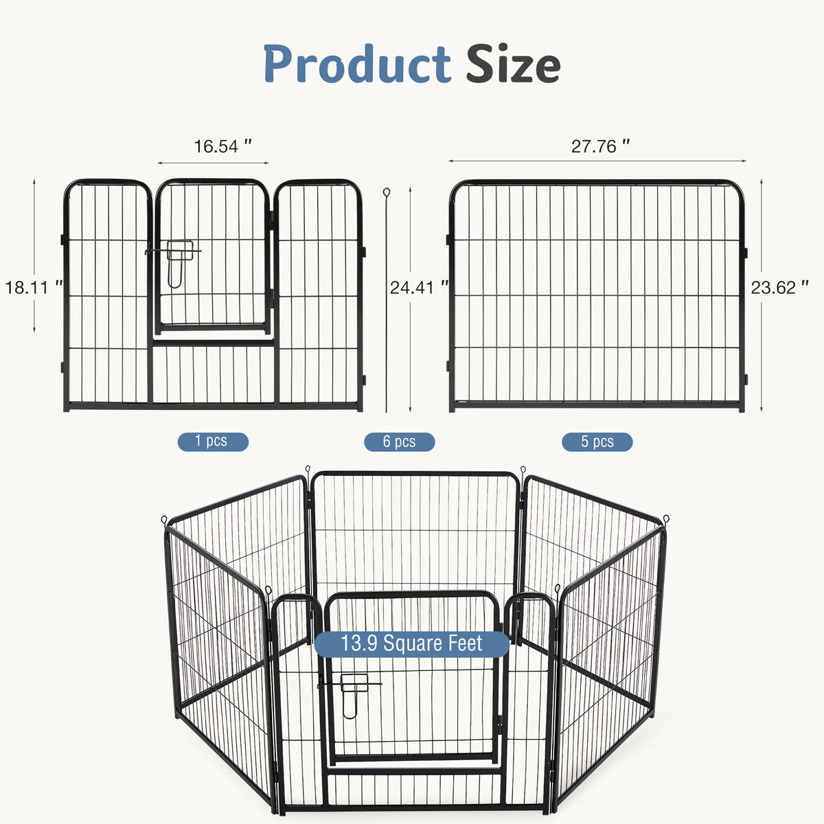 Foldable Metal Pet Fence with Door for Indoor and Outdoor Use – view 8
