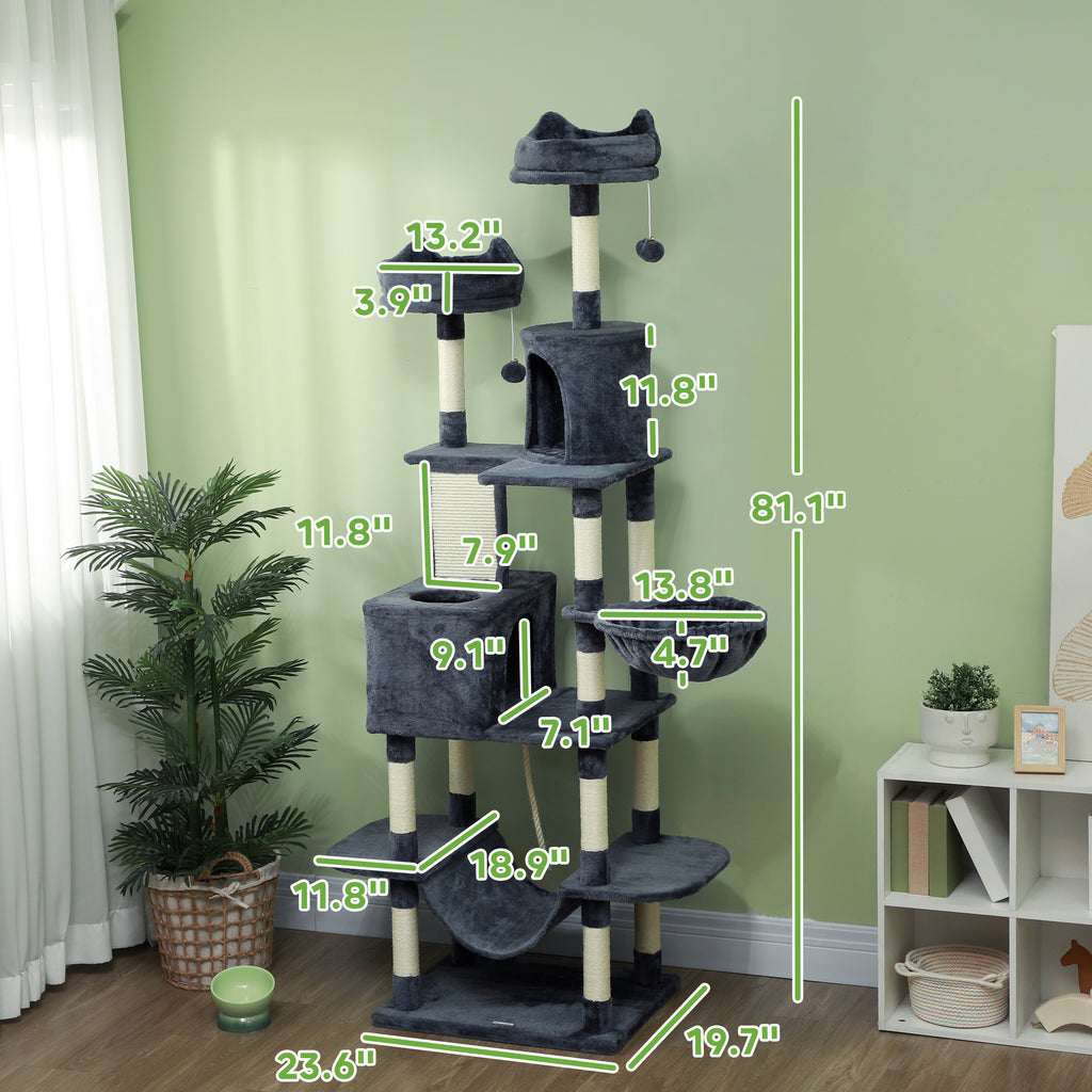81" Cat Tree with Scratching Posts and Beds – view 9