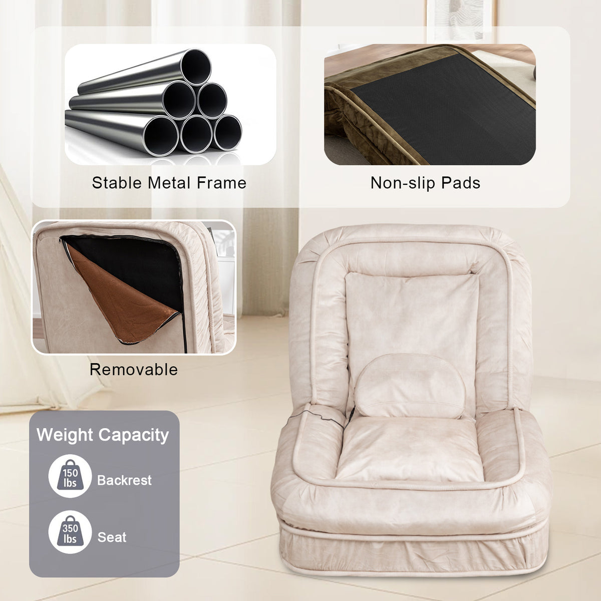 Upholstered Dog Bed with Adjustable Backrest and Massage Pillow – view 8