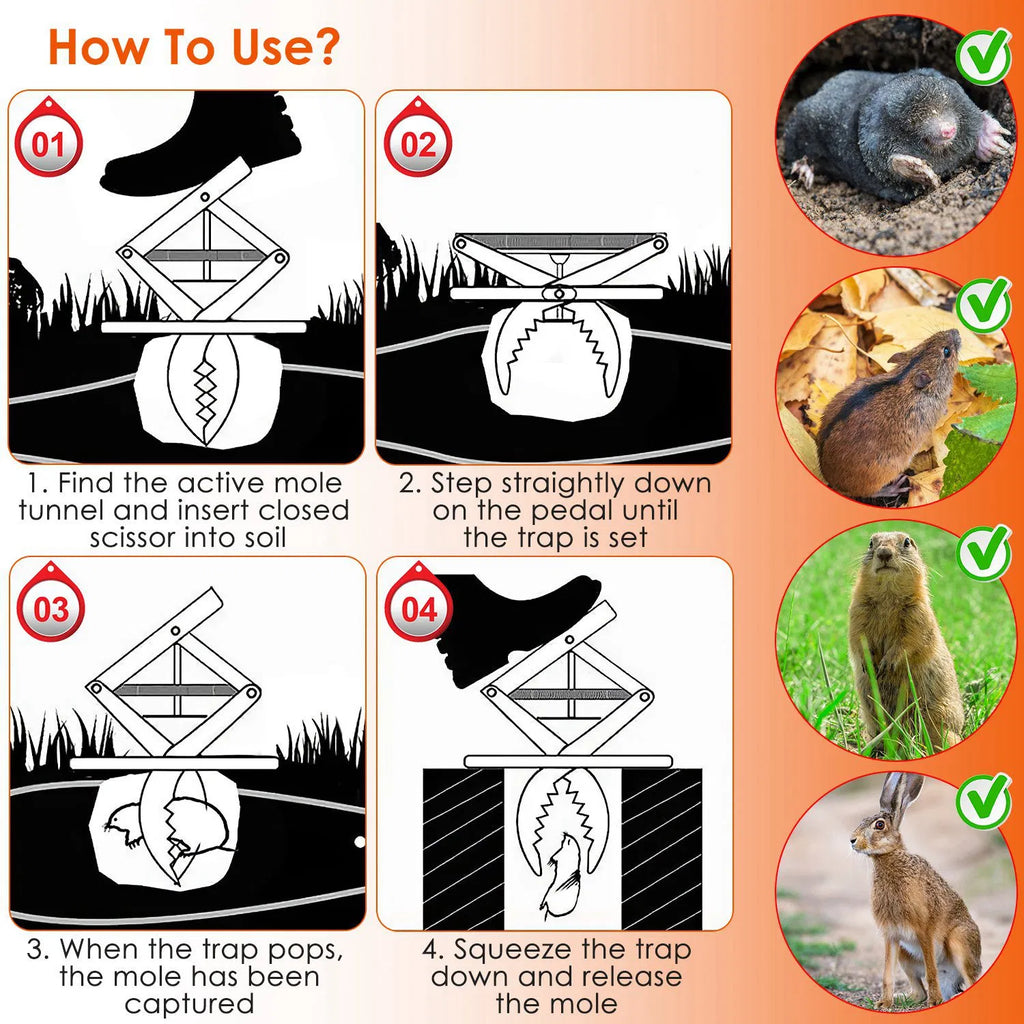 Mole Traps - Easy Setup, Reusable Metal for Garden Control – view 7