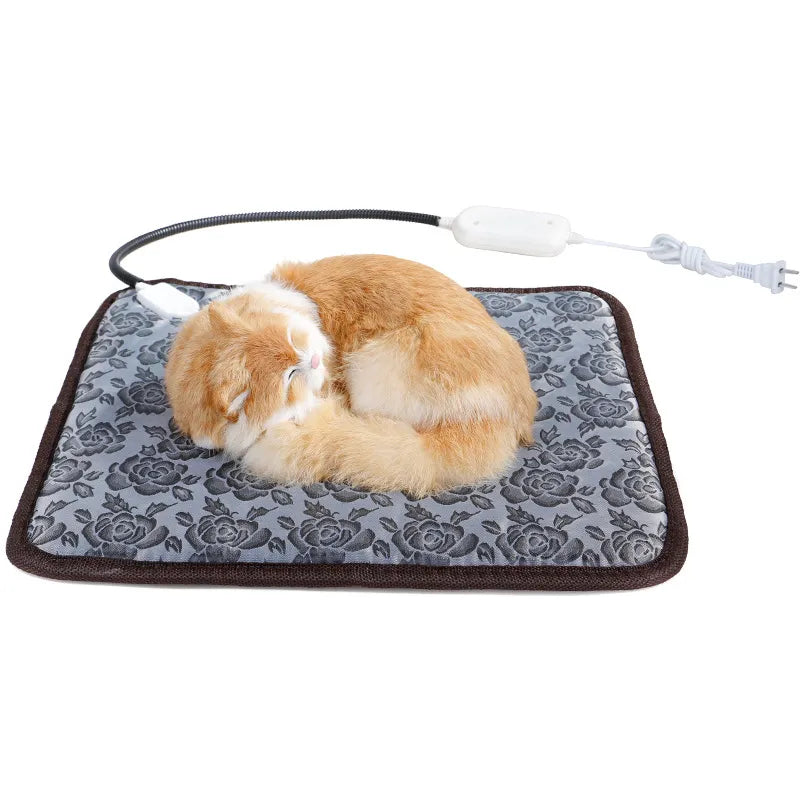 Electric Dog Mattress – Heated Mat for Pets, Waterproof with Adjustable Temperature – Flowers AU / 45X45cm